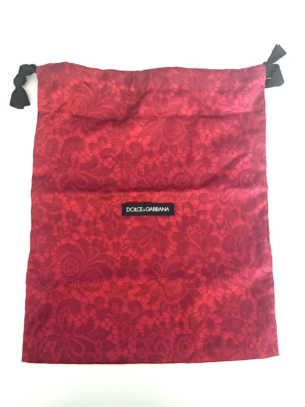 DOLCE & GABBANA Dust Bag Red Floral Lace with Drawstring